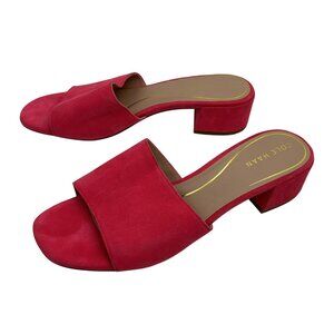 Cole Haan Calli Suede Block Heel Slide Sandals Womens 10B Geranium Pink